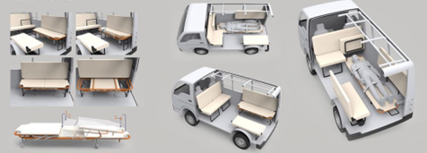 Seat cum Stretcher for Transporting Patients during Medical Emergencies through Intermediate Public Transport